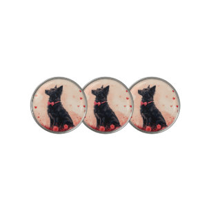 Australian Kelpie with Roses - Valentine's Day Golf Ball Marker