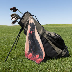 Australian Kelpie with Roses - Valentine's Day Golf Towel