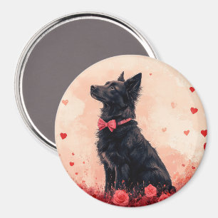 Australian Kelpie with Roses - Valentine's Day Magnet