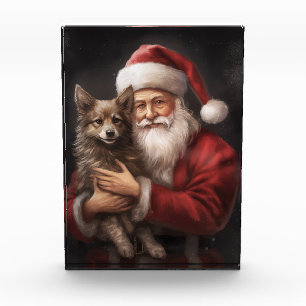 Australian Kelpie with Santa Claus Christmas Acrylic Award
