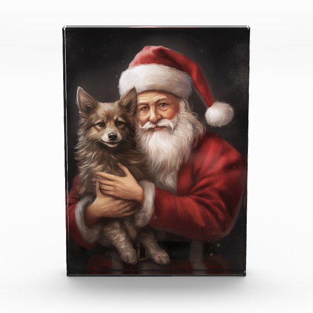 Australian Kelpie with Santa Claus Christmas Acrylic Award (Front)