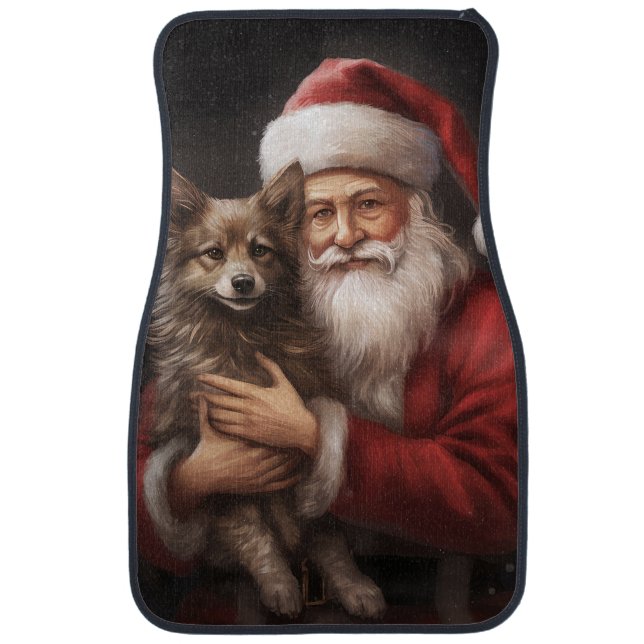 Australian Kelpie with Santa Claus Christmas Car Floor Mat (Front)