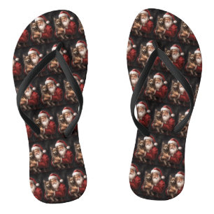 Australian Kelpie with Santa Claus Christmas Flip Flops