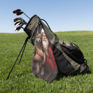 Australian Kelpie with Santa Claus Christmas Golf Towel