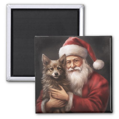 Australian Kelpie with Santa Claus Christmas Magnet