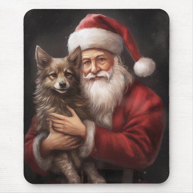 Australian Kelpie with Santa Claus Christmas Mouse Pad (Front)