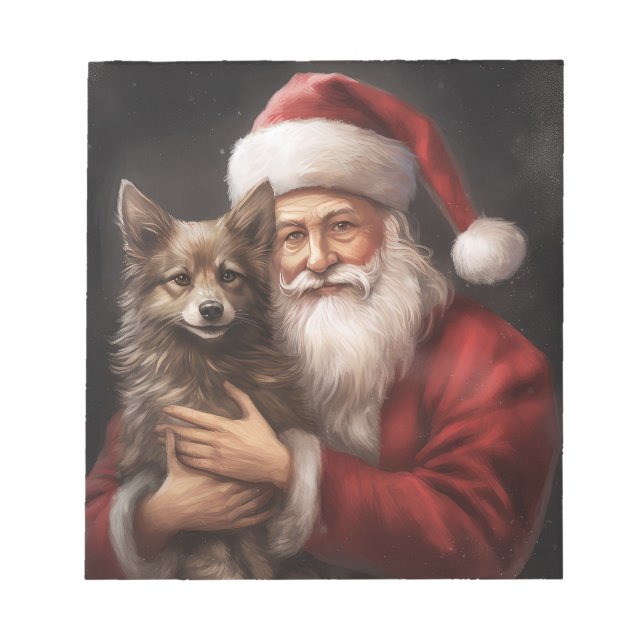 Australian Kelpie with Santa Claus Christmas Notepad (Front)