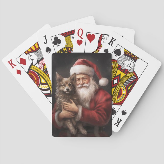 Australian Kelpie with Santa Claus Christmas Poker Cards (Back)
