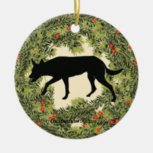 Australian Kelpie Wreath Ceramic Ornament