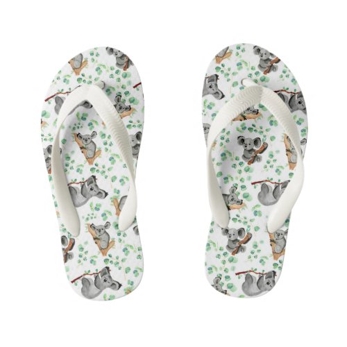 Australian Koala Bear Eucalyptus Tree Cute Kids F Kids Flip Flops