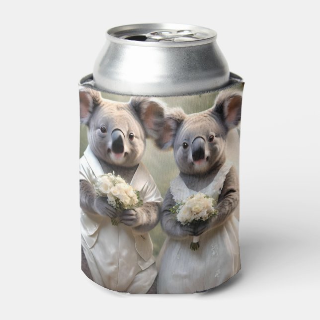 Australian Koala Bear White Wedding, Can Cooler (Can Front)