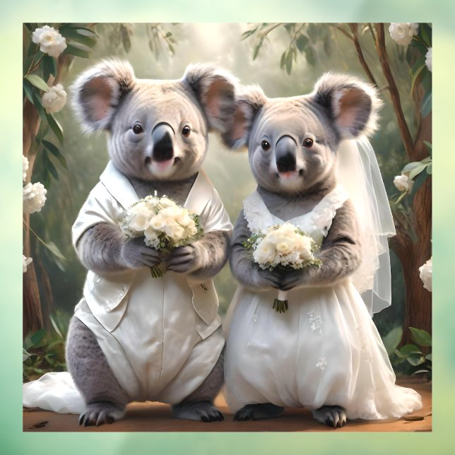 Australian Koala Bear White Wedding, Window Cling (Sheet 3)