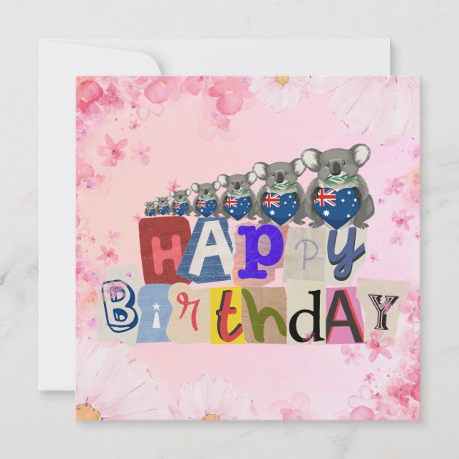 Australian Koala Happy Birthday Card (Front)