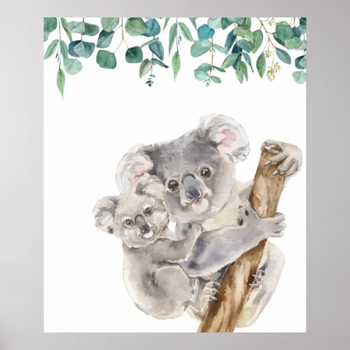 Australian Koala  Mother and Baby Nursery   Poster