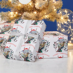 Australian Koala Santa Hat Merry Christmas Wrapping Paper
