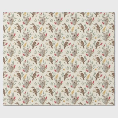 Australian Koalas, Kookaburras and Native Flora Wrapping Paper