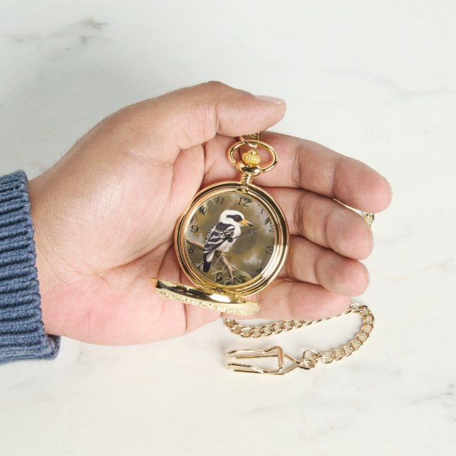 Australian Kookaburra Painting, Pocket Watch (Hand)