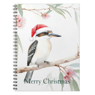 Australian Kookaburra Santa hat Merry Christmas Notebook