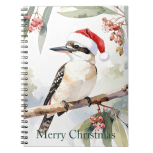 Australian Kookaburra Santa hat Merry Christmas Notebook
