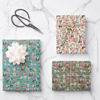 Australian Koolie Dog Floral Wrapping Paper Sheets by FriendlyPets at Zazzle