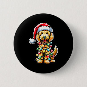 Australian Labradoodle Christmas Tree Xmas Santa L Button