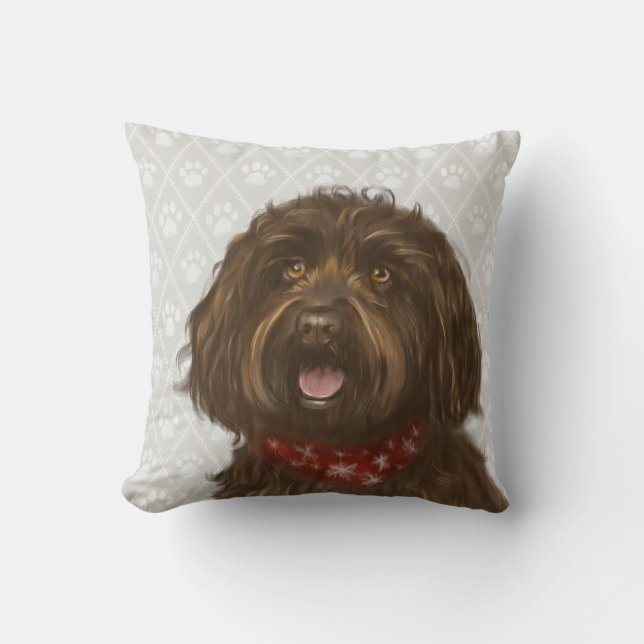Australian Labradoodle Darcey Throw Pillow (Front)