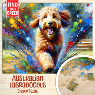 Australian Labradoodle Dog Portrait Acrylic Art Jigsaw Puzzle