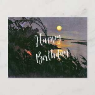 Australian landscape with Full Moon-Happy Birthday Postcard