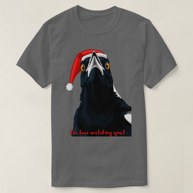 Australian Magpie Christmas Art  T-Shirt (Design Front)