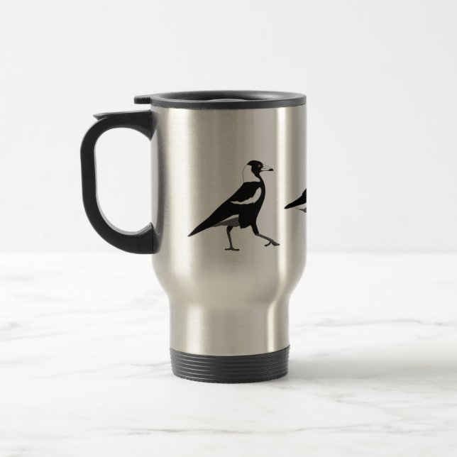Australian magpie thermal tumbler travel mug (Left)
