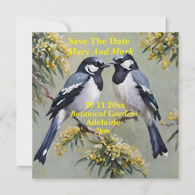 Australian Magpies Oil Paint, Save The Date, Date (Front)