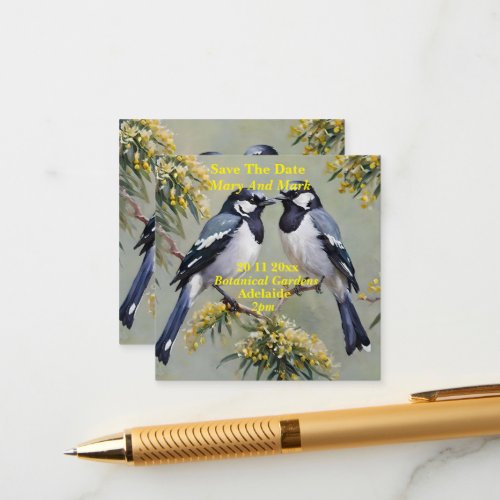 Australian Magpies Oil Paint Save The Date Enclosure Card