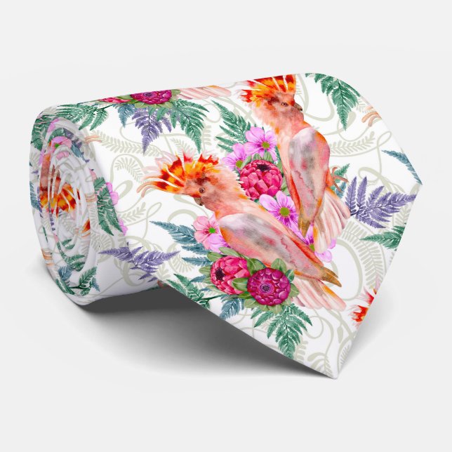 Australian Major Mitchell Cockatoo Neck Tie (Rolled)