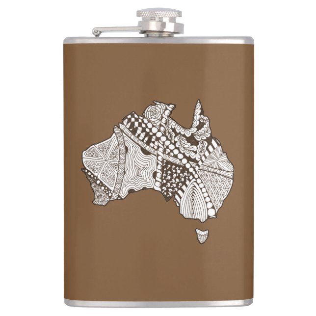 Australian Map Art Hip Flask (Front)