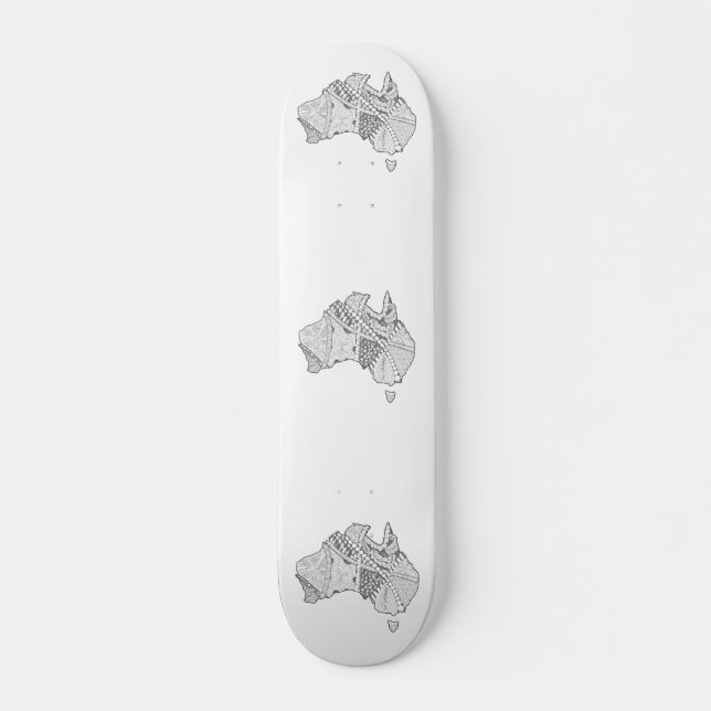 Australian Map Art Skateboard Deck (Front)