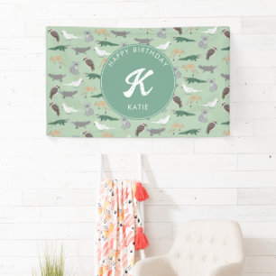 Australian Native Animals Eucalyptus Birthday Banner