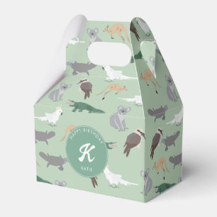 Australian Native Animals Eucalyptus Birthday Favor Boxes