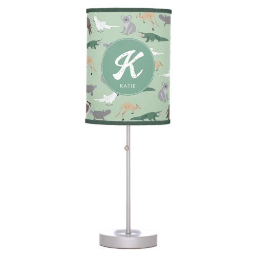 Australian Native Animals Eucalyptus Green Initial Table Lamp