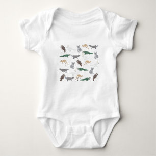 Australian Native Animals Eucalyptus Green Pattern Baby Bodysuit