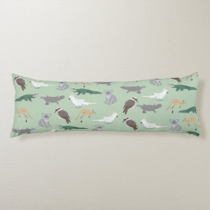 Australian Native Animals Eucalyptus Green Pattern Body Pillow