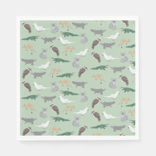 Australian Native Animals Eucalyptus Green Pattern Napkins