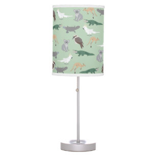 Australian Native Animals Eucalyptus Green Pattern Table Lamp