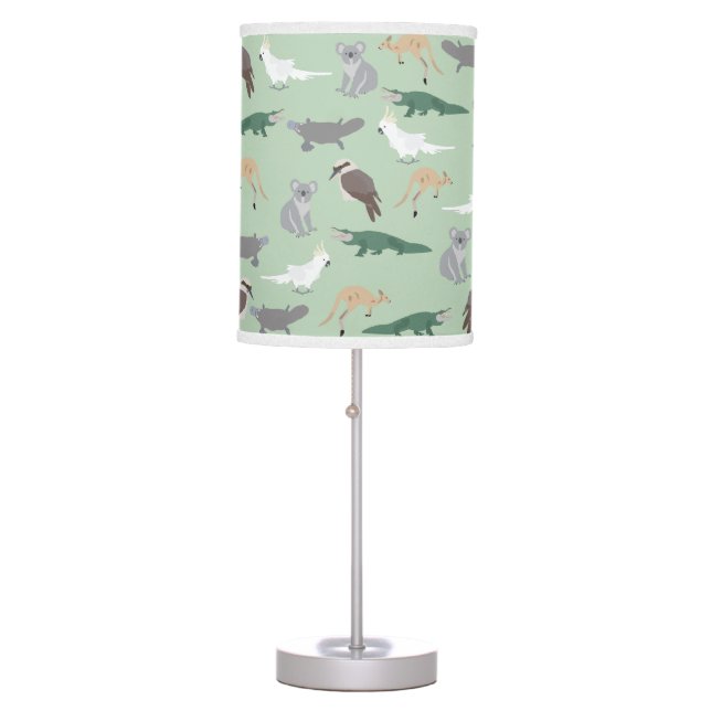 Australian Native Animals Eucalyptus Green Pattern Table Lamp (Front)