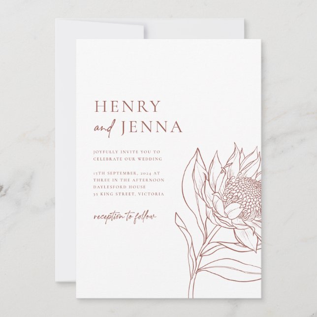 Australian Native Botanicals Waratah Protea Invitation (Front)