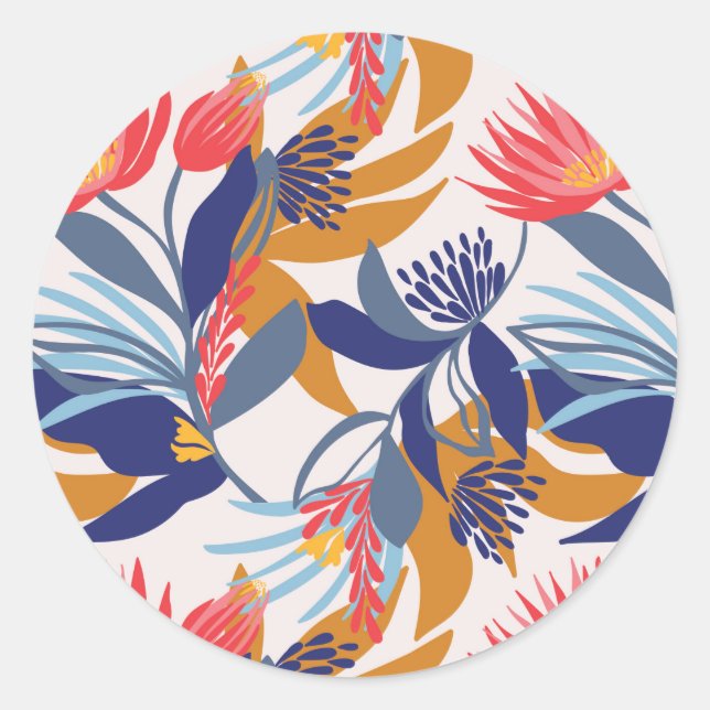 Australian native floral on a cream base classic round sticker (Front)