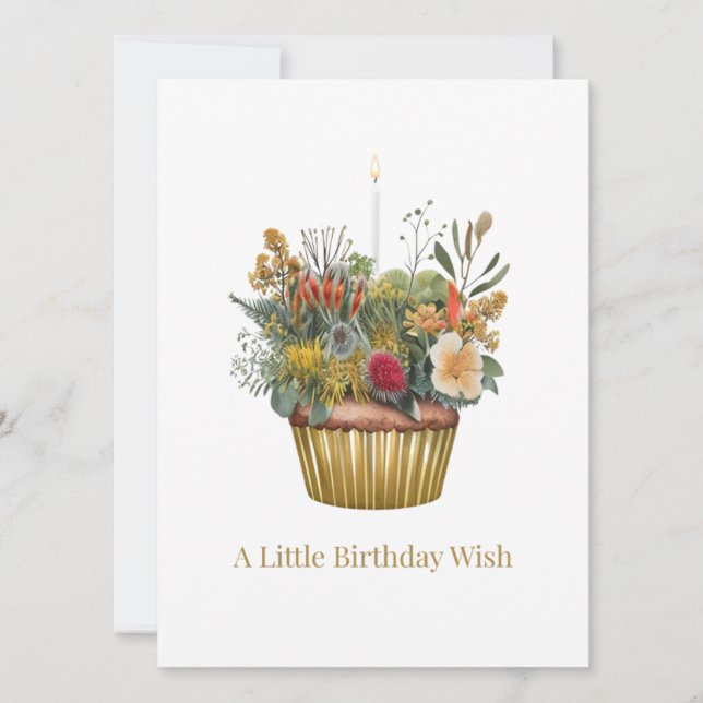 Australian Native Flower Cupcake Birthday Card  (Front)