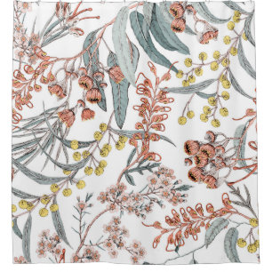 Australian native flowers. Seamless pattern black  Shower Curtain