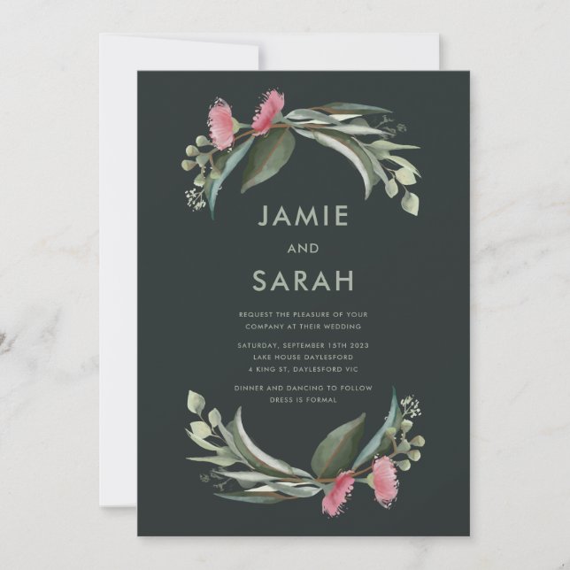 Australian Native Gum Blossom Wedding Invitation (Front)