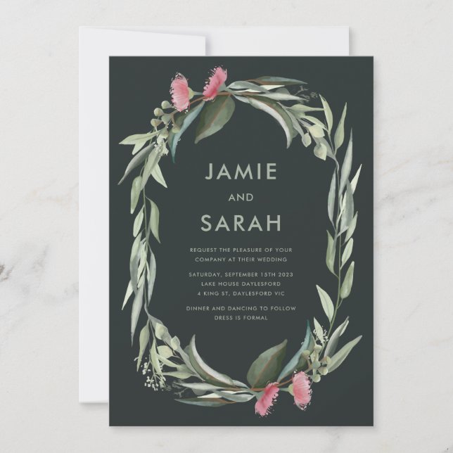 Australian Native Gum Blossom Wedding Invitation (Front)