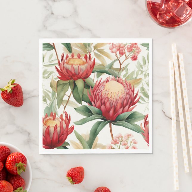 Australian Native Protea Flower II Napkins (Insitu)
